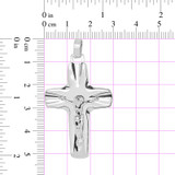 Cross Crucifix Pendant 30mm White Gold 14k [P015-060]