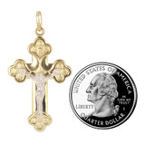 Fancy Cross Crucifix Pendant Yellow and White Gold 14k [P016-004]