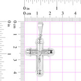 Hollow Tube Cross Crucifix Pendant 24mm White Gold 14k [P016-060]