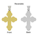 Plain Cross Reversible Two Sided Pendant Yellow and White Gold 14k [P017-009]