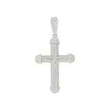 Hollow Tube Cross Crucifix Pendant 23mm White Gold 14k [P017-053]