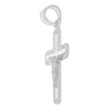 Fancy Filigree Cross Crucifix Pendant 20mm White Gold 14k [P017-074]