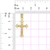 Small Cross Crucifix Pendant 17mm Yellow and White Gold 14k [P018-001]