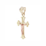 Mini Cross Crucifix Pendant 11mm Yellow and White Gold 14k [P018-008]