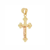 Small Cross Crucifix Pendant 17mm Yellow and Rose Gold 14k [P018-009]