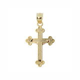 Small Cross Crucifix Pendant 17mm Yellow and Rose Gold 14k [P018-009]