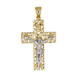 Filigree Cross Crucifix Pendant Yellow and White Gold 14k [P018-022]