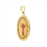 Colorful Divine Infant Child Pendant CZ 17mm Yellow Gold 14k [P018-032]