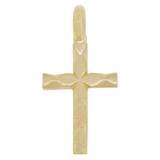 Small Modern Cross Pendant 13mm Yellow Gold 14k [P018-035]