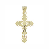 Cross Crucifix Pendant 21mm Yellow and White Gold 14k [P019-002]