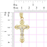 Cross Crucifix Pendant 21mm Yellow and White Gold 14k [P019-002]