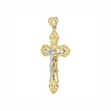 Cross Crucifix Pendant 28mm Yellow and White Gold 14k [P019-003]
