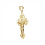 Filigree Cross Crucifix Pendant 32mm Yellow and White Gold 14k [P019-012]