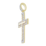 Modern Cross Pendant CZ 15mm Yellow Gold 14k [P019-042]