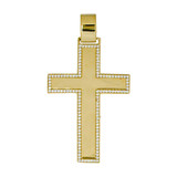 Cross Polished Pendant CZ 38mm Yellow Gold 14k [P019-102]