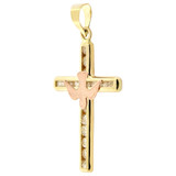 Holy Spirit Dove Cross Pendant CZ Yellow and Rose Gold 14k [P020-040]