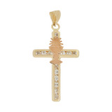 Holy Grail Cup of Christ Cross Pendant CZ Yellow and Rose Gold 14k [P020-045]