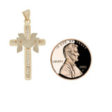 Holy Shroud Robe of Christ Cross CZ Yellow and White Gold 14k [P020-046]