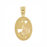 Praying Hand Bible Pendant Yellow Gold 14k [P021-021]