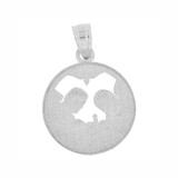 Small Baptism Medal Pendant Cutout White Gold 14k [P021-066]