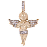 Angel Pendant CZ 26mm Yellow Gold 14k [P021-108]