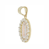 Small Virgin Guadalupe Pendant CZ 14mm Tricolor Gold 14k [P023-011]