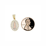 Small Virgin Guadalupe Pendant CZ 14mm Tricolor Gold 14k [P023-011]