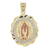 Virgin Ntra Sra De Guadalupe Pendant Oval Diacut 18mm Tricolor Gold 14k [P023-023]