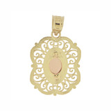 Virgin Guadalupe Pendant Filigree 16mm Tricolor Gold 14k [P024-013]