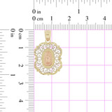 Virgin Guadalupe Pendant Filigree 16mm Tricolor Gold 14k [P024-013]