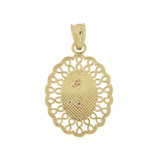 Virgin Guadalupe Pendant Oval Filigree 14mm Tricolor Gold 14k [P024-015]