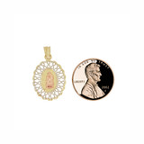 Virgin Guadalupe Pendant Oval Filigree 14mm Tricolor Gold 14k [P024-015]