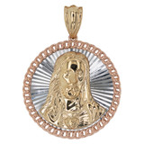 Sag Corazon Christ Face Medal Pendant Diacut Yellow and Rose Gold 14k [P024-101]