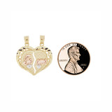 Sharing Heart Pendant Love Te Amo Diacut 21mm Tricolor Gold 14k [P025-023]