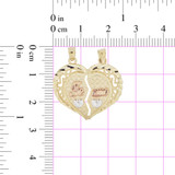 Sharing Heart Pendant Love Te Amo Diacut 25mm Tricolor Gold 14k [P025-024]