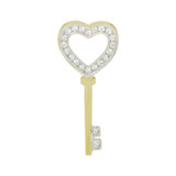 Heart Key Pendant CZ 12mm Yellow Gold 14k [P025-037]