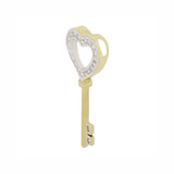 Heart Key Pendant CZ 12mm Yellow Gold 14k [P025-037]