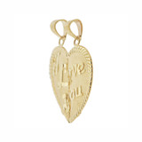 Sharing Heart Pendant I Love You 22mm Yellow Gold 14k [P026-003]