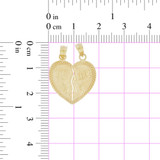 Sharing Heart Pendant Love Te Amo 19mm Yellow Gold 14k [P026-005]