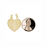 Sharing Heart Pendant Love Te Amo 19mm Yellow Gold 14k [P026-005]