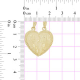 Sharing Heart Pendant Love Te Amo 22mm Yellow Gold 14k [P026-006]