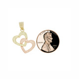 Linked Double Heart Pendant Yellow and Rose Gold 14k [P026-022]