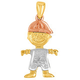 Little Boy Figure Pendant 11.5mm Tricolor Gold 14k [P026-047]