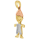 Little Boy Figure Pendant 11.5mm Tricolor Gold 14k [P026-047]