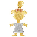 Little Girl Figure Pendant 11.5mm Tricolor Gold 14k [P026-048]