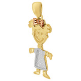 Little Girl Figure Pendant 11.5mm Tricolor Gold 14k [P026-048]