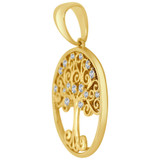 Tree of Life Pendant CZ 21mm Yellow Gold 14k [P026-050]