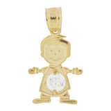 Boy Pendant White April CZ Yellow Gold 14k [P027-013]