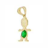 Boy Pendant Green May CZ Birthstone Yellow Gold 14k [P027-014]