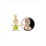 Boy Pendant Light Green August CZ Birthstone Yellow Gold 14k [P027-017]